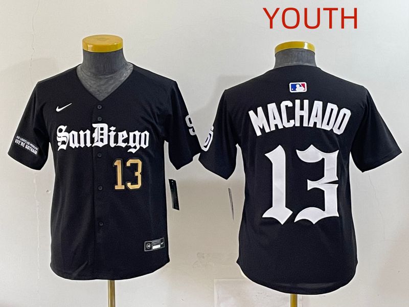 Youth 2025 San Diego Padres #13 Machado Black Five generations Joint Name Nike MLB Jersey style 10